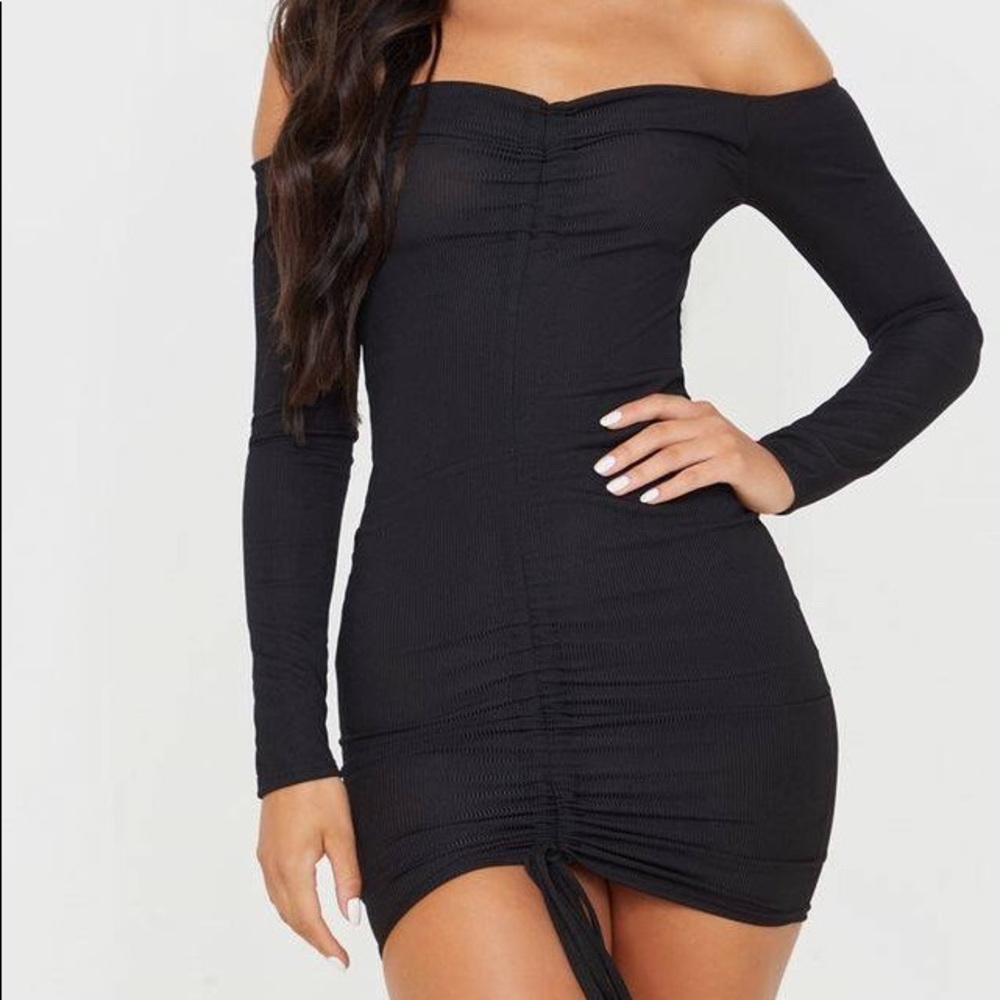 Prettylittlething black ripped dress